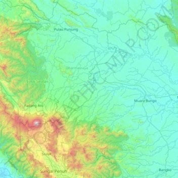 Mapa topográfico Asam Jujuhan, altitud, relieve