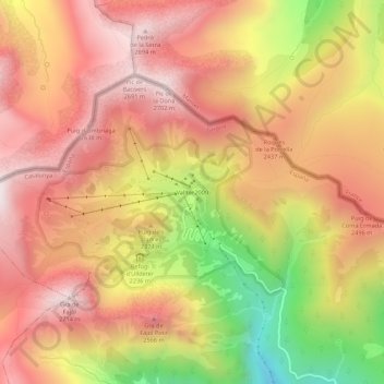 Mapa topográfico Vallter2000, altitud, relieve