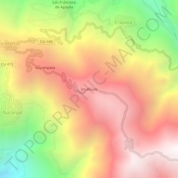 Mapa topográfico Incahuasi, altitud, relieve