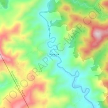 Mapa topográfico Minanga, altitud, relieve