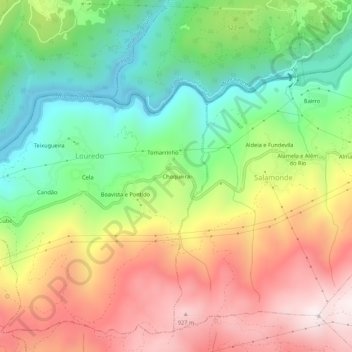 Mapa topográfico Choqueira, altitud, relieve