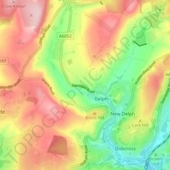 Mapa topográfico Linfitts, altitud, relieve