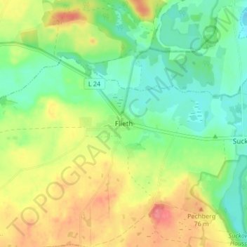 Mapa topográfico Flieth, altitud, relieve