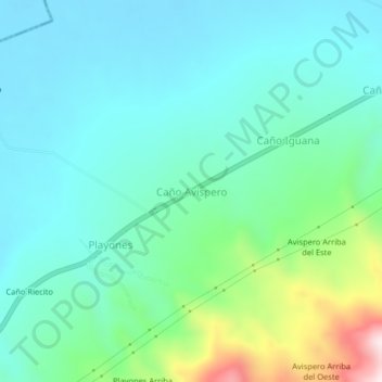 Mapa topográfico Caño Avispero, altitud, relieve
