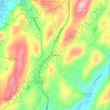 Mapa topográfico Graymoor, altitud, relieve