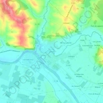 Mapa topográfico Caminel, altitud, relieve