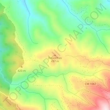 Mapa topográfico Boucinhas, altitud, relieve