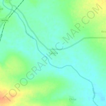 Mapa topográfico Tundra, altitud, relieve
