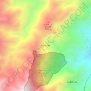 Mapa topográfico El Dorado, altitud, relieve