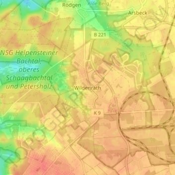 Mapa topográfico Wildenrath, altitud, relieve