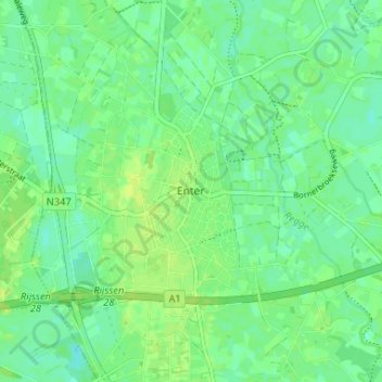 Mapa topográfico Enter, altitud, relieve