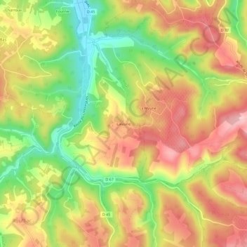 Mapa topográfico Lalaurie, altitud, relieve