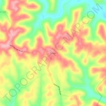 Mapa topográfico Pongo, altitud, relieve