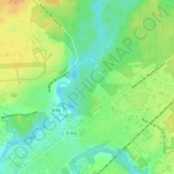 Mapa topográfico Nonères, altitud, relieve