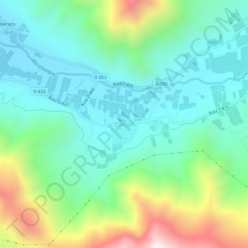 Mapa topográfico Coirón, altitud, relieve