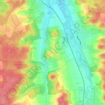 Mapa topográfico Hohenraunau, altitud, relieve