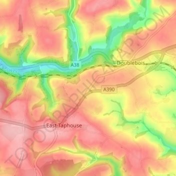 Mapa topográfico Redpost, altitud, relieve