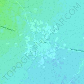 Mapa topográfico Yaaq Bari Weyne, altitud, relieve