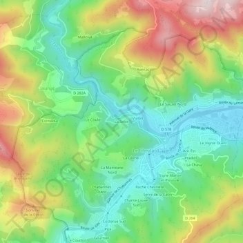 Mapa topográfico La Selve, altitud, relieve