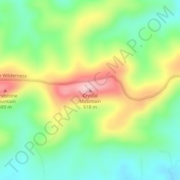 Mapa topográfico Crystal Mountain, altitud, relieve