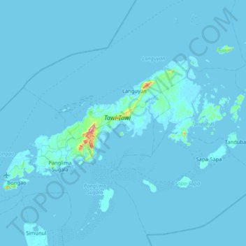 Mapa topográfico Taitagan Island, altitud, relieve