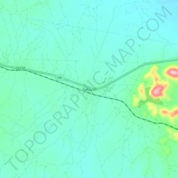 Mapa topográfico Siluvo, altitud, relieve
