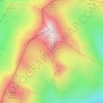 Mapa topográfico La Frasse, altitud, relieve
