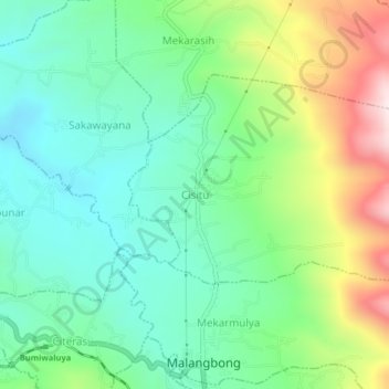 Mapa topográfico Cisitu, altitud, relieve