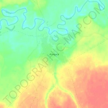 Mapa topográfico Атирка, altitud, relieve