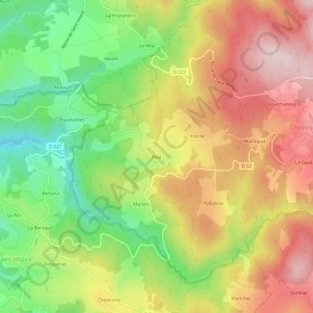 Mapa topográfico Réal, altitud, relieve