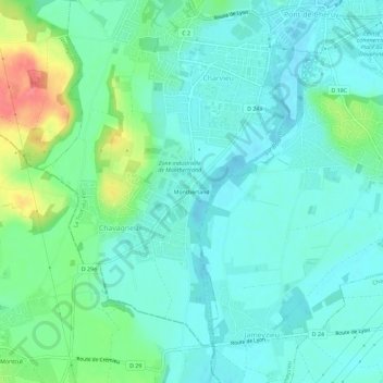 Mapa topográfico Montbertand, altitud, relieve