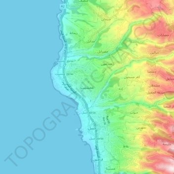 Mapa topográfico Aamchit, altitud, relieve