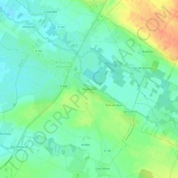 Mapa topográfico Moulinade, altitud, relieve