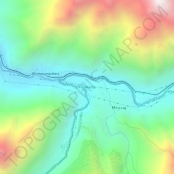 Mapa topográfico Kente, altitud, relieve