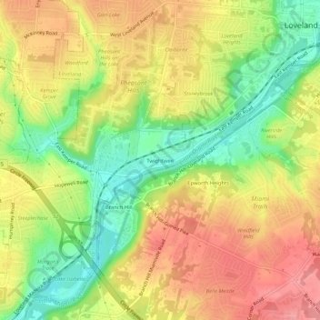 Mapa topográfico Twightwee, altitud, relieve
