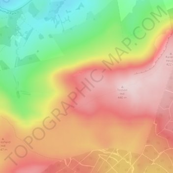 Mapa topográfico Simonside Hills, altitud, relieve