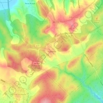 Mapa topográfico Toucinhos, altitud, relieve