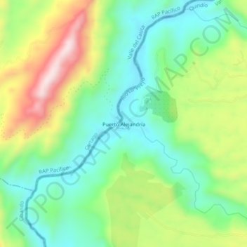 Mapa topográfico Puerto Alejandría, altitud, relieve