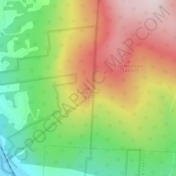 Mapa topográfico Pine Cobble, altitud, relieve