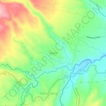 Mapa topográfico Tanato, altitud, relieve