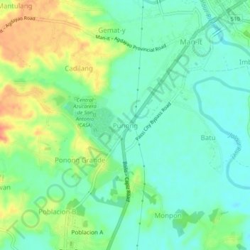 Mapa topográfico Punong, altitud, relieve