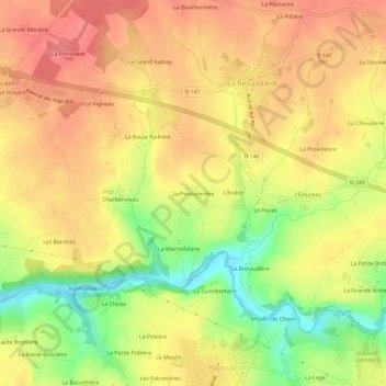 Mapa topográfico La Poissonnière, altitud, relieve