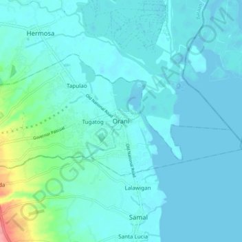 Mapa topográfico Orani, altitud, relieve