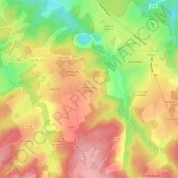 Mapa topográfico Chênesaint-le-Bas, altitud, relieve