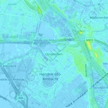 Mapa topográfico Oostendam, altitud, relieve