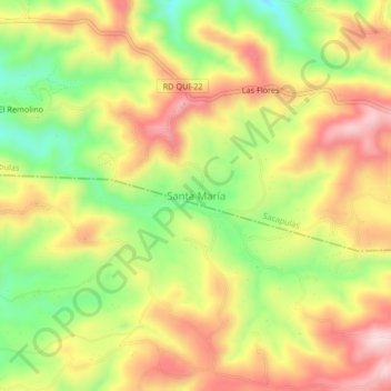 Mapa topográfico Santa María, altitud, relieve