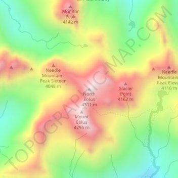 Mapa topográfico North Eolus, altitud, relieve