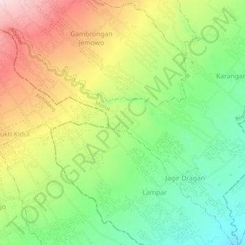 Mapa topográfico Dragan, altitud, relieve