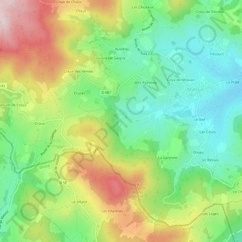 Mapa topográfico Le Potet, altitud, relieve