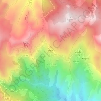 Mapa topográfico Teghie, altitud, relieve